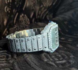 Montre-bracelet de luxe haut de gamme pour homme, design rond, en or, avec verre saphir, étanche, sertie de diamants et de moissanite VVS, aiguilles incrustées, achat en gros - Product Image 1