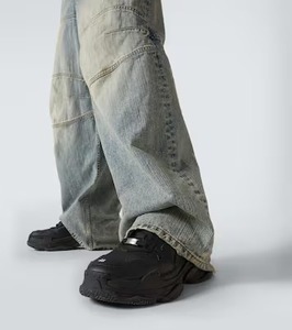 กางเกงยีนส์เดนิมสีน้ำเงินคลาสสิก ดำ ขาว เทา ชาร์โคล ทรงขากว้าง สไตล์ลำลองสำหรับผู้ชาย ผลิตจากผ้าทอที่เป็นมิตรกับสิ่งแวดล้อม - Product Image 4