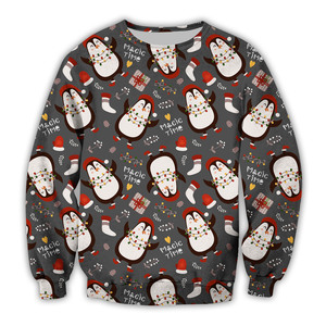 Merry <b>Christmas</b> Cartoon Cat Snowman Crewneck Sweatshirt Red Unisex Sublimation Pullover - Product Image 5