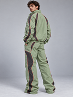 Ensemble de survêtement vert pour homme Sam Tactich, veste et pantalon de sport amples et respirants en polyester avec fermeture éclair intégrale