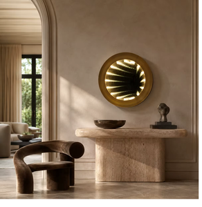 Cozy Retro Style Ambient <b>Lighting</b> Unique Decorative Glass <b>Wall</b> <b>Mirror</b> for Living Room - Product Image 1