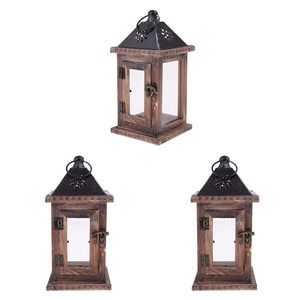 Support de bougie en bois artisanal en forme de lanterne |   Lanterne à bougie décorative coupe-vent pour salon, chambre à coucher, patio, mariage, maison - Product Image 4