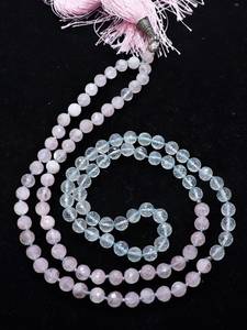 Natural Morganite Faceted Round 108 Beads Prayer Mala Necklace 30-32 Inches Morganite Beaded Jaap Mala Meditation For Jewelry - Product Image 4