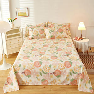 Cotton Floral Bed <b>Sheet</b> Wholesale Soft Flower <b>Print</b> Pillowcase Home Student Dormitory - Product Image 3
