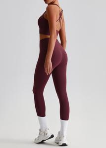 Women's Custom Logo <b>Cross</b> Back Yoga Bra and <b>Top</b> Set Sexy Fitness Apparel for Running Wholesale New Design Yoga Wear - Product Image 2