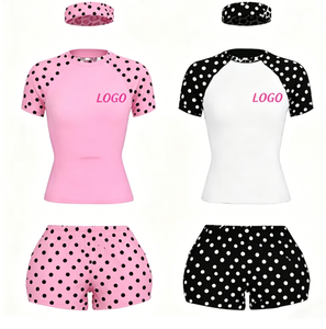 Women's Tracksuit Set Short Sleeve Zipper Crop Top High Waist Shorts Solid Color Breathable Lightweight Summer Wear - Product Image 4