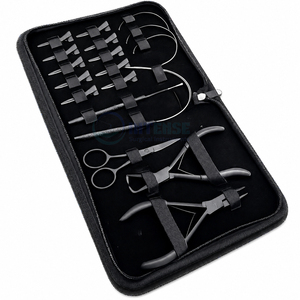 Salon Hair Extension Tool Kit Stainless Steel Loop Hook Pulling <b>Needle</b> With <b>Beads</b> For Weft Installation Bulk Supply - Product Image 4