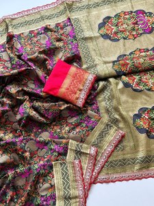 Sari en soie ethnique de luxe pour femmes - Tenue haut de gamme pour fêtes et mariages, sari de créateur exclusif pour festivals, sans plis, séchage rapide - Product Image 2