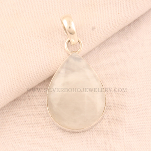 Colgante de Piedra Lunar Arcoíris Natural, Plata de Ley 925, Venta al por Mayor, Colgante de Gema de Piedra Lunar Fuego Azul AAA, Joyería de Plata Hecha a Mano - Product Image 2
