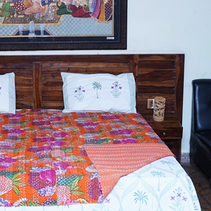 Indian Handmade Kantha <b>Quilt</b> Floral Printed Reversible Cotton Bed <b>Quilt</b> Vintage All Season for Home, Beach and Hotel - Product Image 4