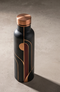 Botella de Agua de Cobre Esmaltada Artesanal con Diseño de Arco Negro de Lujo, Frasco Ayurvédico para Fitness, Contenedor Ecológico para Bebidas - Product Image 5