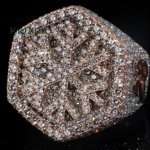 Bague unisexe en argent 925 plaqué or rose avec diamant de laboratoire taille brillant rond, style hip-hop, bijou à porter au quotidien - Product Image 1