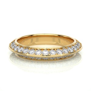 Bague de mariage classique unisexe en or massif 18 carats avec diamant rond taille brillant - Product Image 2