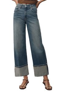 Pantalones y pantalones de mujer de alta calidad Piernas anchas Palazzo Blue Denim Slim Fit Vintage Casual Moda Ventas completas - Product Image 2