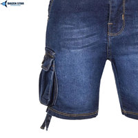 Shorts en jean délavé pour homme, taille mi-haute, avec broderies et applications, respirant, écologique, séchage rapide, fermeture éclair et bouton, style streetwear décontracté