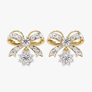 <b>Bow</b> Shape High on Demand Round Cut Moissanite Diamond Hip Hop Style Stud Earrings for <b>Gift</b> for Women - Product Image 1