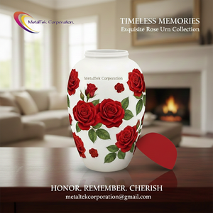 Urna Funeraria de Metal, Diseño Floral, Patrón de Rosas, Recuerdo Conmemorativo, Urna Decorativa de Nuevo Diseño - Product Image 6