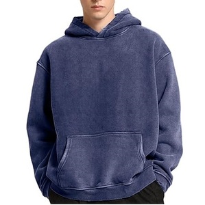Sweat à capuche épais à épaules tombantes, grande taille, uni, vintage, écologique, tricoté, effet délavé à l'acide, chaud pour l'extérieur, automne-hiver, avec logo personnalisé - Product Image 6