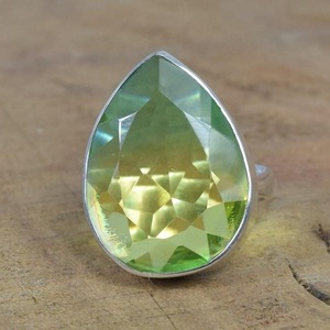 925 Sterling Silver Pear Shape Peridot <b>Quartz</b> <b>Ring</b> Natural Green Gemstone Handmade February Birthstone Jewelry Gift - Product Image 3