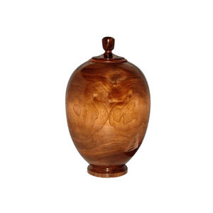 Urne funéraire élégante en bois grainé brillant avec une finition brun intense et un design commémoratif moderne pour une mémoire durable - Product Image 3