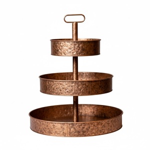 Wholesale 3 Tiered Galvanized Metal Cake Stand Rustic Distressed White Farmhouse Style Serving Tray Vintage <b>Cupcake</b> Dessert - Product Image 6