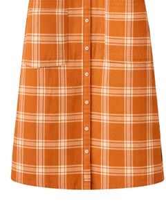 Vestido Camisero a Cuadros Color Naranja Óxido para Mujer, Personalizado, Manga Larga, Cierre de Botones, Corte Holgado Informal, Tejido de Algodón, con Bolsillos, para Uso Diario - Product Image 6