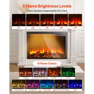 เตาผิงไฟฟ้าขนาด 40 นิ้ว แบบติดผนัง ปรับความสว่างของเปลวไฟได้ ตั้งเวลาปิดได้ 8 ชั่วโมง พร้อมรีโมทคอนโทรล แบบฝังในผนัง ติดตั้งบนผนังได้ 8 ชั่วโมง - Product Image 5