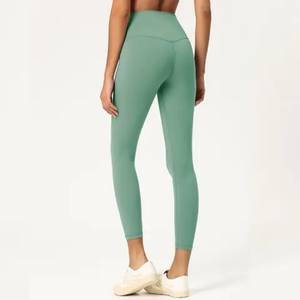 Leggings de punto ultrasuaves para mujer con control de abdomen transpirable, cintura ancha y estilo deportivo para fitness activo, color liso. - Product Image 5