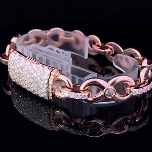 กำไลข้อมือเพชรแท้สีขาวสำหรับผู้ชายและผู้หญิงดีไซน์ใหม่สำหรับการปลูกในห้องปฏิบัติการขนาด6นิ้ว7นิ้ว8นิ้ว10K 14K 18K - Product Image 4
