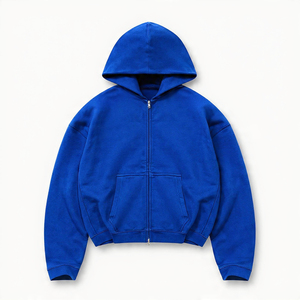 Sudadera con capucha para hombre de alta calidad, corte holgado, con cremallera, estilo oversize, lavado ácido, con logo personalizado, de tejido grueso - Product Image 1