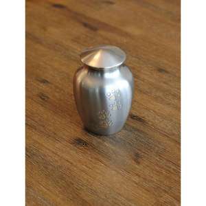 Urne funéraire pour animaux de compagnie en laiton avec empreinte de patte dorée - Product Image 1
