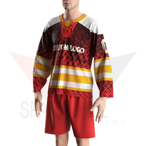 Maillot de hockey sur glace personnalisé pour homme, imprimé en 3D, motif léopard rouge/jaune/blanc, manches longues, polyester sublimé, évacuation de l'humidité, sport - Product Image 5
