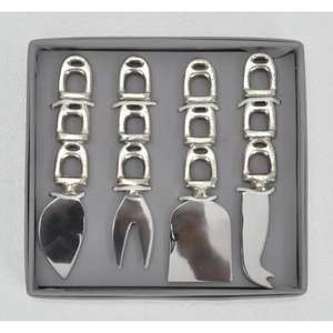 Juego de Cuchillos para Queso de Diseño Ecuestre, 4 Piezas, Acero Plateado, Estilo Brida de Caballo, Acabado Niquelado, Caja Personalizada, Último Modelo - Product Image 3