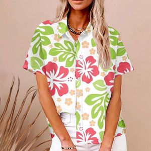Nueva Llegada, MOQ Bajo, Camisas Hawaianas Personalizadas por Sublimación, Tallas Grandes, Camisas de Botones para Mujer, Estilo Urbano, Playeras Hawaianas - Product Image 3