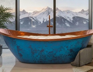 Mejor bañera de cobre para el hogar, bañera de cobre de lujo hecha a mano en India, bañera independiente de cobre martillado con acabado antiguo. - Product Image 1