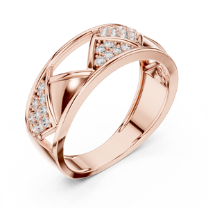 Bague en diamant rond cultivé en laboratoire THE ROYAL TRIAD, sertie en or rose 18 carats, pour mariage, fiançailles, cadeau, usage quotidien au bureau, pour homme - Product Image 1