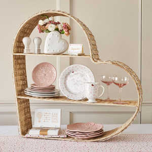 Cute Heart Rattan Wall-Mounted Shelf for Kids Room Handwoven Wicker <b>Floating</b> Bookshelf Toy Storage Display Wall Organizer <b>Unit</b> - Product Image 4