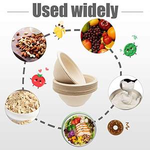 Tazones de Papel Compostables de 8oz, Resistentes al Agua, Aptos para Alimentos, Tazones Desechables de Bagazo, Biodegradables, Ecológicos, Resistentes al Calor - Product Image 6