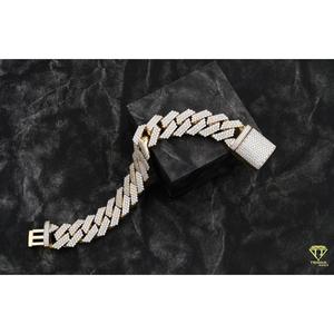 Premium Yellow Gold Cuban Chain <b>Bracelet</b> Featuring Hand Set Moissanite Diamonds and Fully Flooded Hip Hop Jewelry Design - Product Image 2