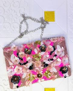 Sac à bandoulière bohème Banjara en perles, fait main, en toile écologique, motif paysage, pour femme, avec chaîne perlée et rabat à fermeture - Product Image 4