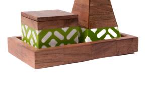 Ensemble de brûleurs d'encens en bois et nacre, luxe en gros, encensoir Bakhoor en bois de manguier avec base en nacre, pot de rangement et plateau assortis - Product Image 4