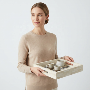 Plateau Art Déco Élégant Fait Main en Os Incrusté, Fabriqué en Inde, avec Poignée, Idéal pour Servir Aliments et Boissons, Décoration Intérieure, Disponible – Le Meilleur Choix - Product Image 1