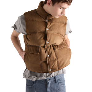 top trending Men's Cowhide Suede Down Vest Luxury Puffer Vest Winter Outdoor Vest OEM Private Label leather good manufacturer - Product Image 1