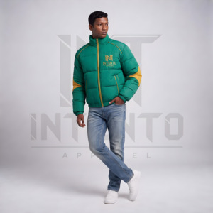 Intento Apparel <b>Men's</b> Finished Solid Stand Collar Windproof <b>Puffer</b> Jacket Dark Gray Zip-Up Winter Sporty <b>Coat</b> - Product Image 5