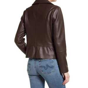 PIHA SPORTS Women's Genuine Leather Motorcycle Jacket (<b>3</b> Colors) Biker Style Zip Pockets Windproof Regular Length for Winter - Product Image 4