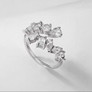 Fashion Jewelry 14K/18K Solid Gold Lab Grown Diamond Rings Multi Shape Cluster Open Adjustable Diamond Bypass Ring Gift for Her - Product Image 5