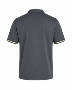 T-shirt décontracté pour homme en coton tricoté gris foncé à manches courtes, col zippé, couleur unie, respirant, coupe ajustée, pour le golf, OEM - Product Image 2