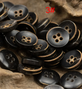 Botón de Cuerno de Búfalo Marrón de Alta Calidad, Ecológico, Hecho a Mano, Redondo, de 18 mm, con 4 Agujeros, para Trajes - Product Image 6