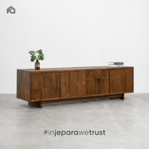 Modern Mid Century Teak <b>Sideboard</b> Dining Room <b>Storage</b> Cabinet Wooden Credenza with Eco-Friendly Design for Kitchen and Hotel Use - Product Image 1