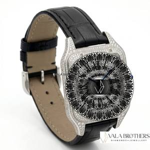 Montre Cartier en acier inoxydable, alliage, cadran carré avec diamants de laboratoire, bracelet en cuir, chiffres romains, montre analogique à cristaux. - Product Image 2